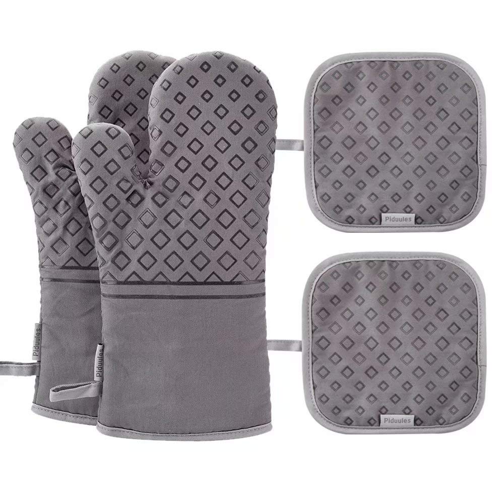 Manoplas de horno Piduules gris con agarre estable para utensilios calientes