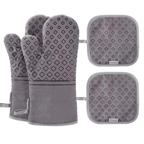 Manoplas de horno Piduules gris con agarre estable para utensilios calientes