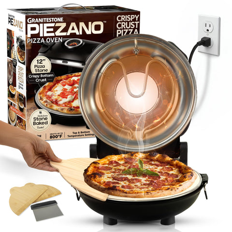 PIEZANO Horno para pizza con piedra cerámica de 12 pulgadas, pizzas caseras crujientes en casa