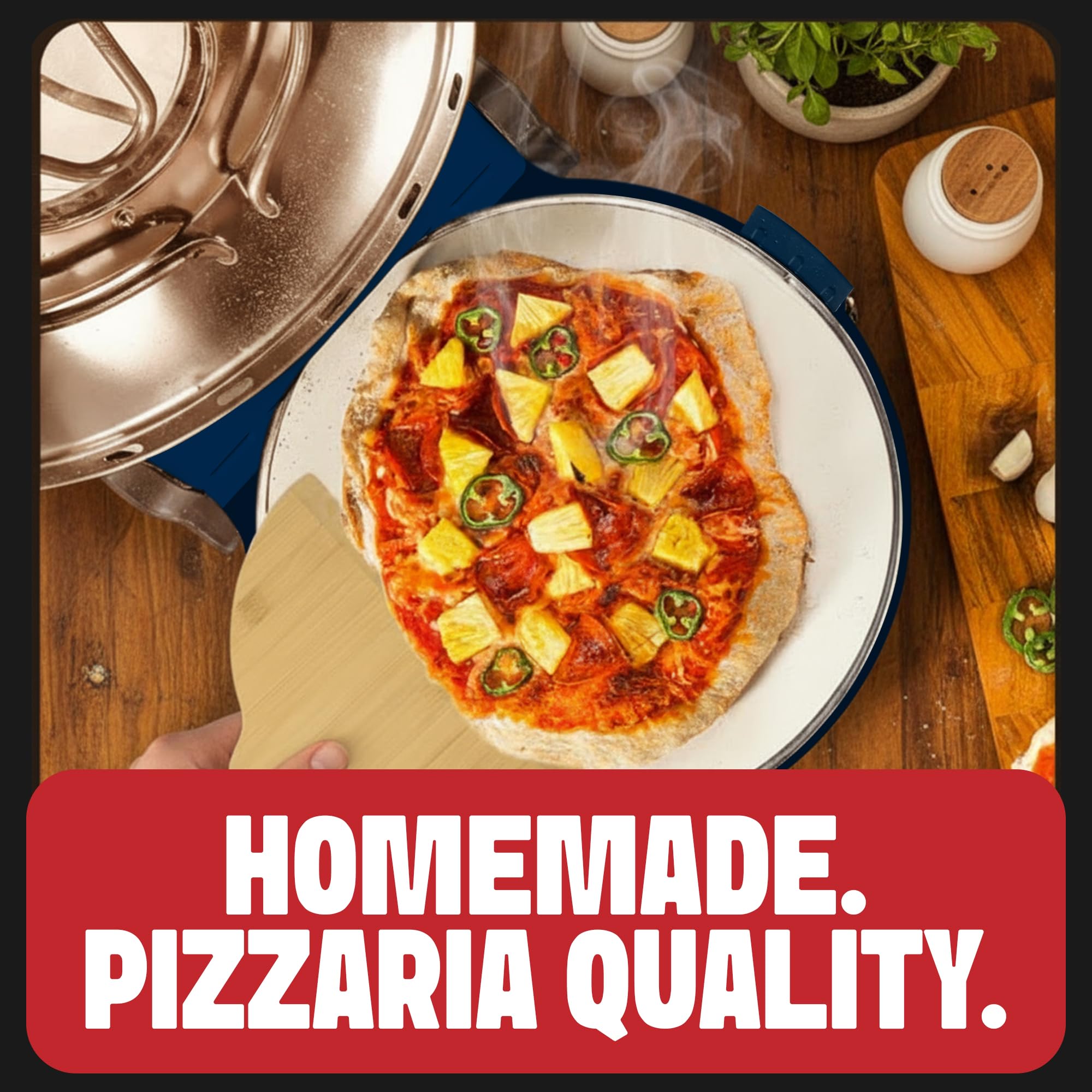 PIEZANO Pizza de 12 pulgadas en horno para bordes crujientes.