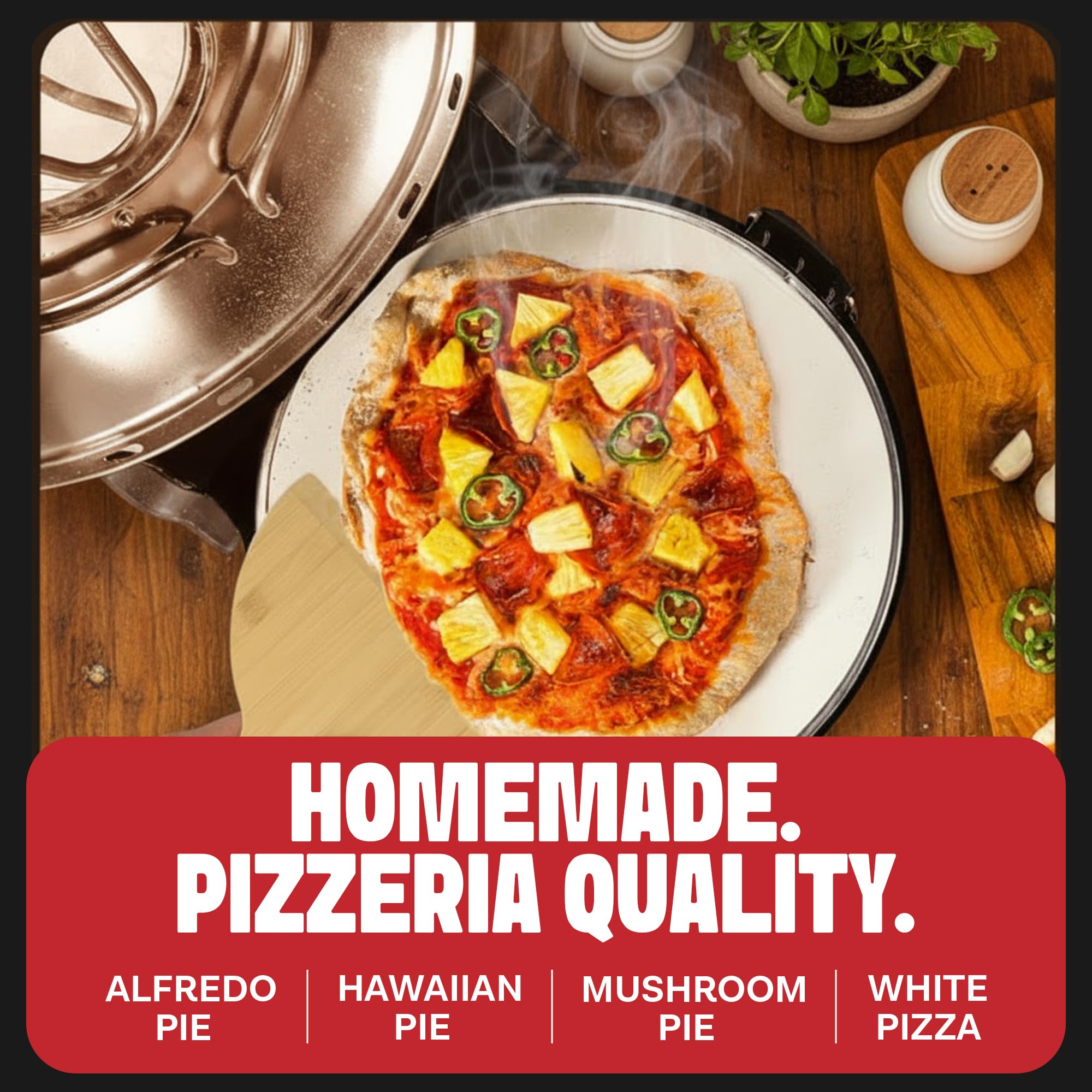 PIEZANO XL permite resultados estilo pizzería en casa gracias a la piedra.