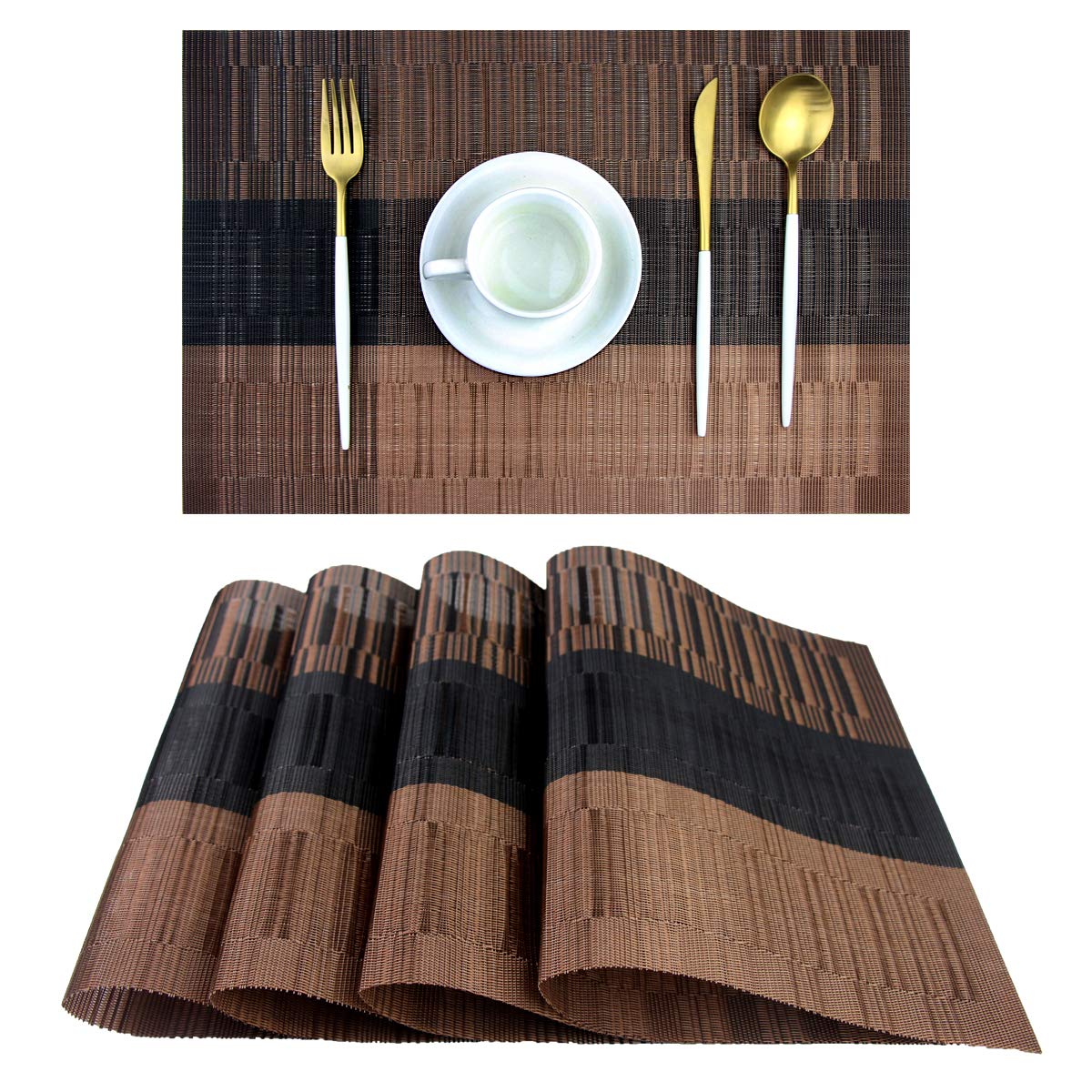 PIGCHCY manteles marrón para comedor, juego de 4, estilo y protección