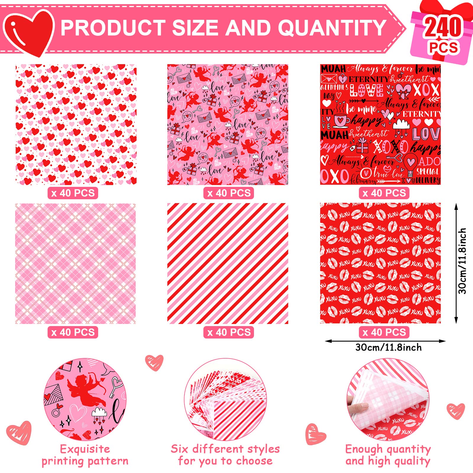 Piklodo papel encerado 12x12 con rayas rosas, empaque atractivo para bocadillos.