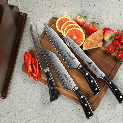 Piklohas: cuchillo chef con patrón Damascus y hoja afilada para cortes precisos