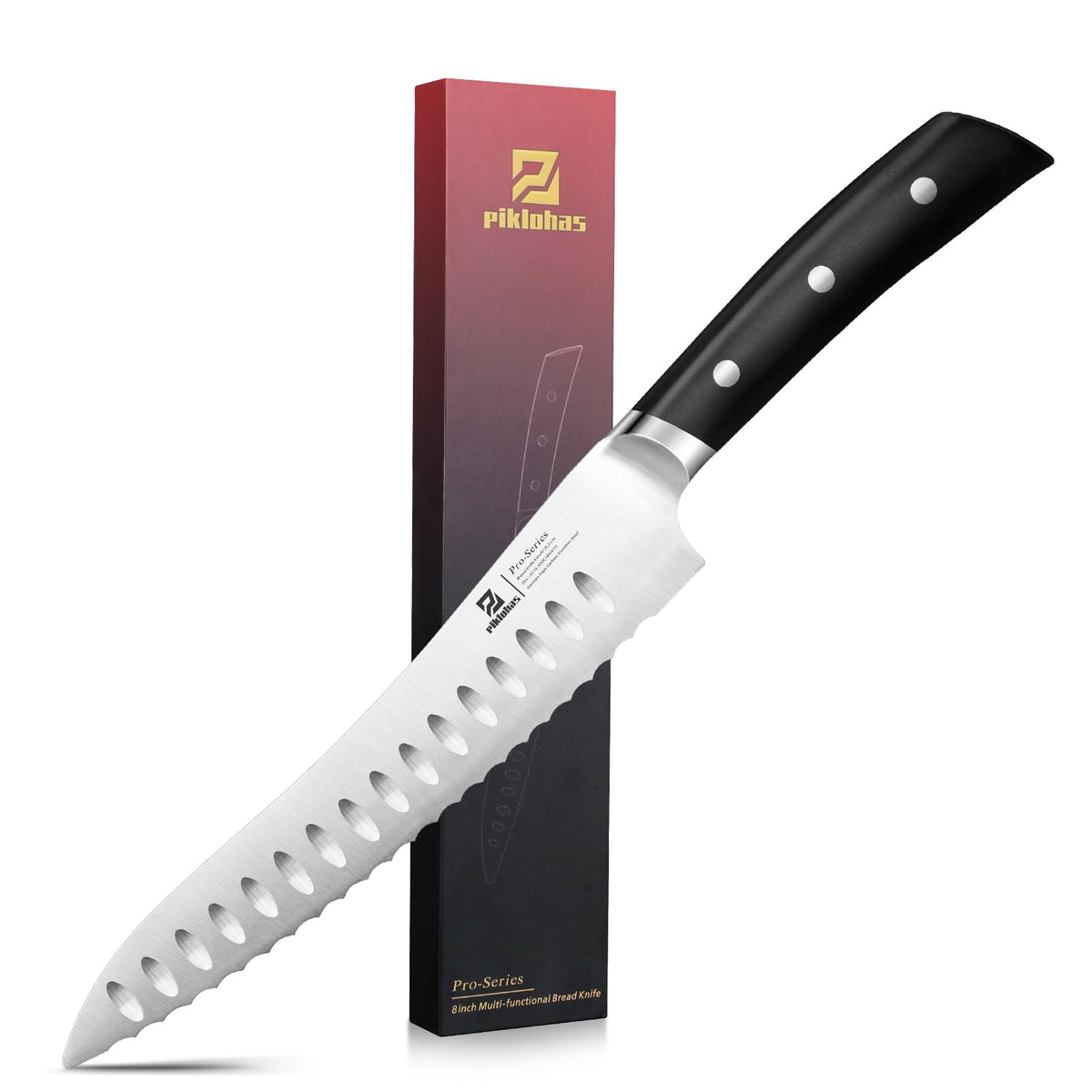 Cuchillo Piklohas para pan con filo afilable de 8 pulgadas, corte limpio.