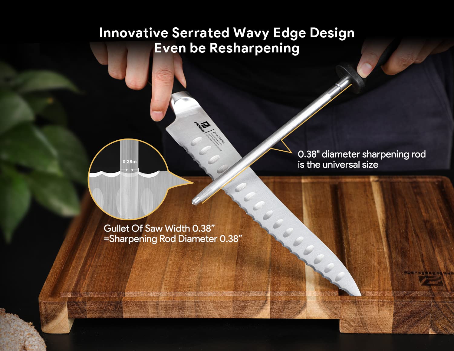 Cuchillo Piklohas con borde serrado innovador para pan, mayor precisión.