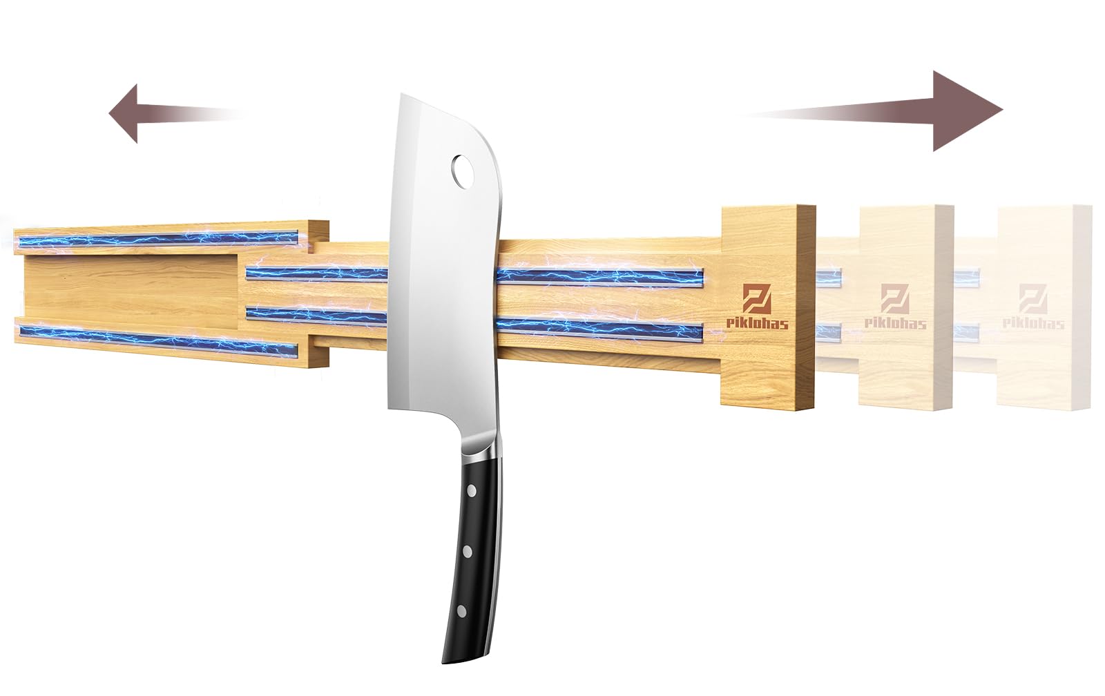 Piklohas porta-cuchillos magnético extensible de 32 pulgadas para pared, acceso rápido.