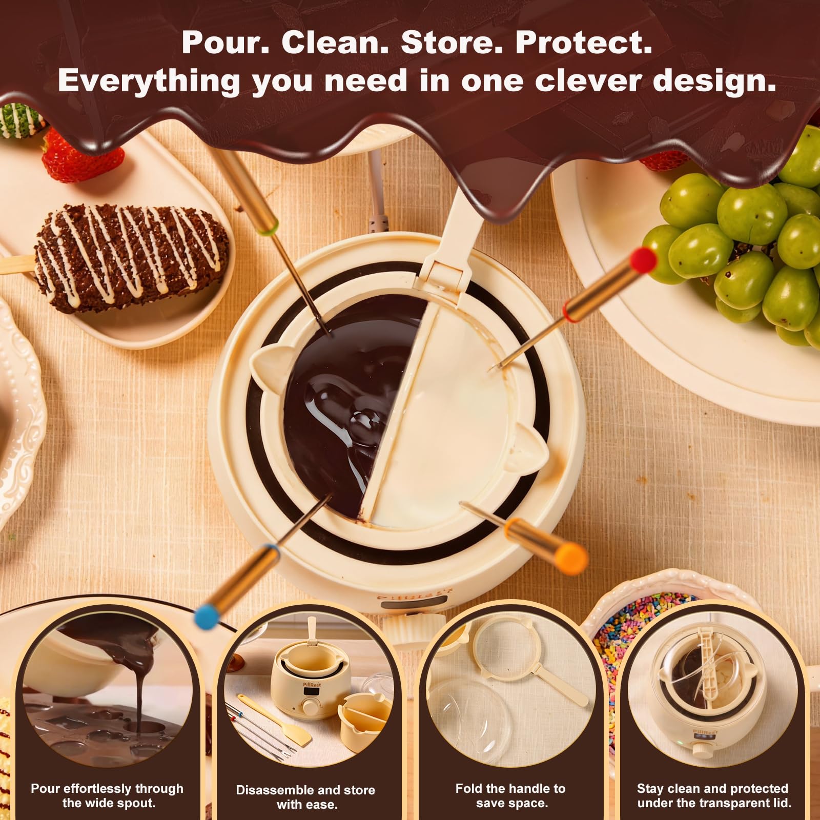 PillRest diseño antiadherente facilita limpieza rápida tras fondue