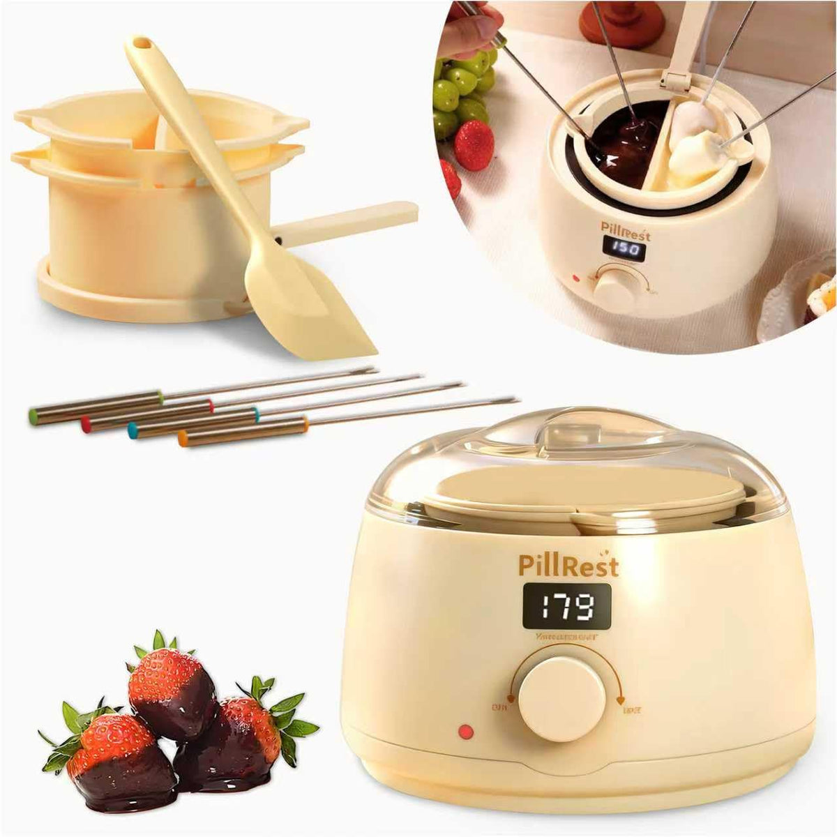 PillRest fundidor chocolate con tazones dobles para derretir dos sabores a la vez