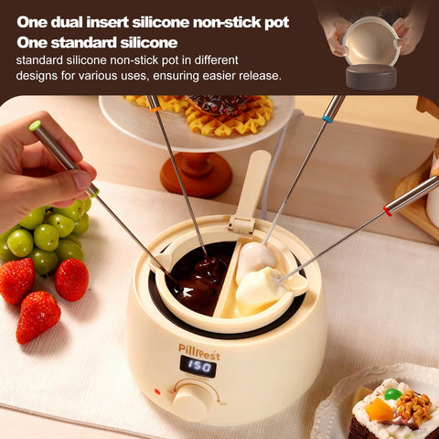 PillRest fundidor chocolate eléctrico con 4 tenedores para compartir postres