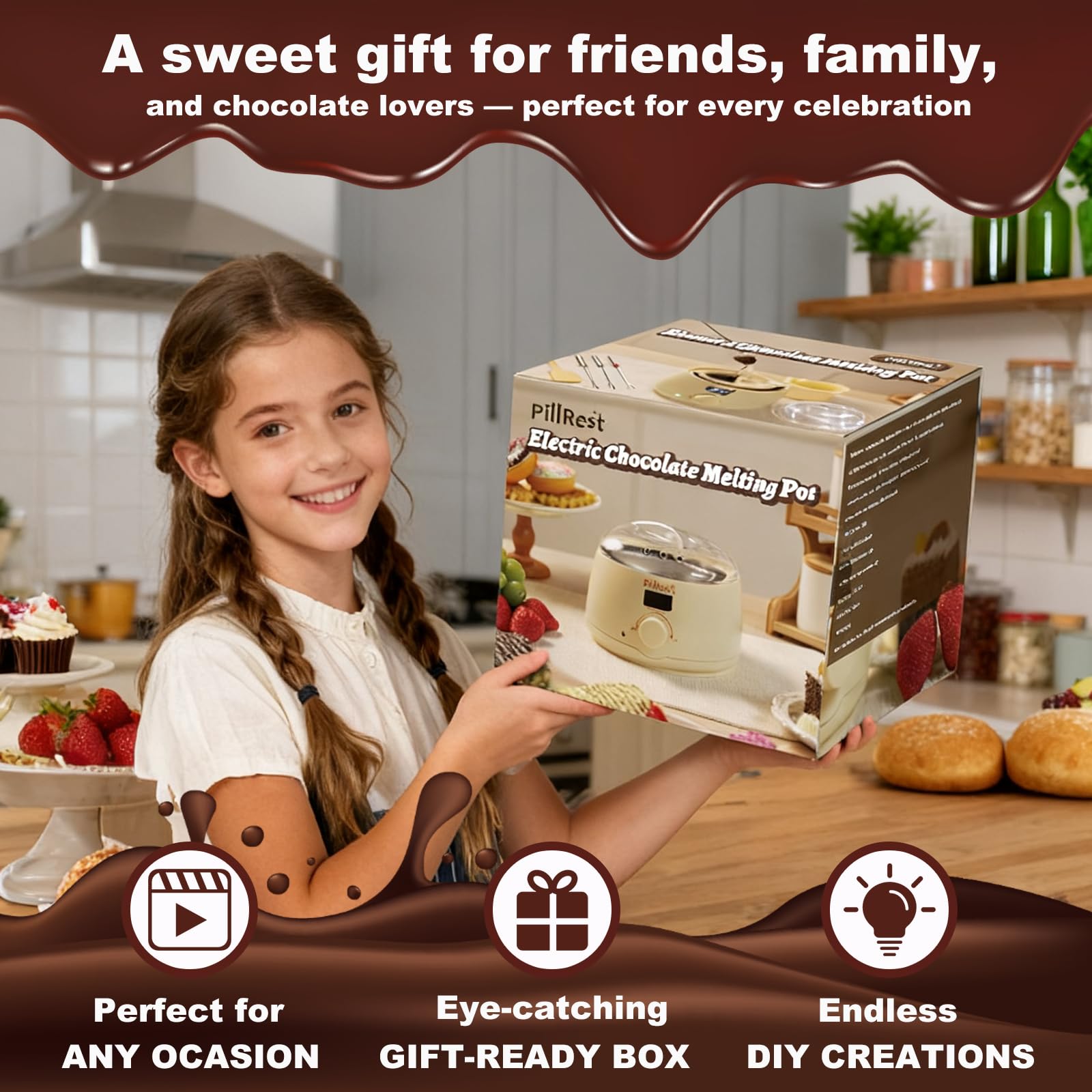 PillRest set completo fondue para chocolate, queso y postres
