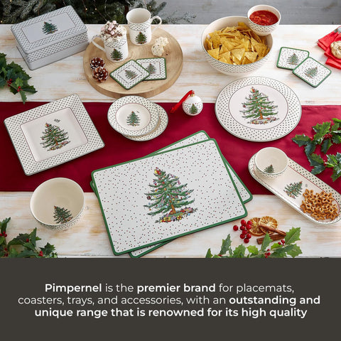 Conjunto de 4 manteles Spode para fiestas y comidas festivas.