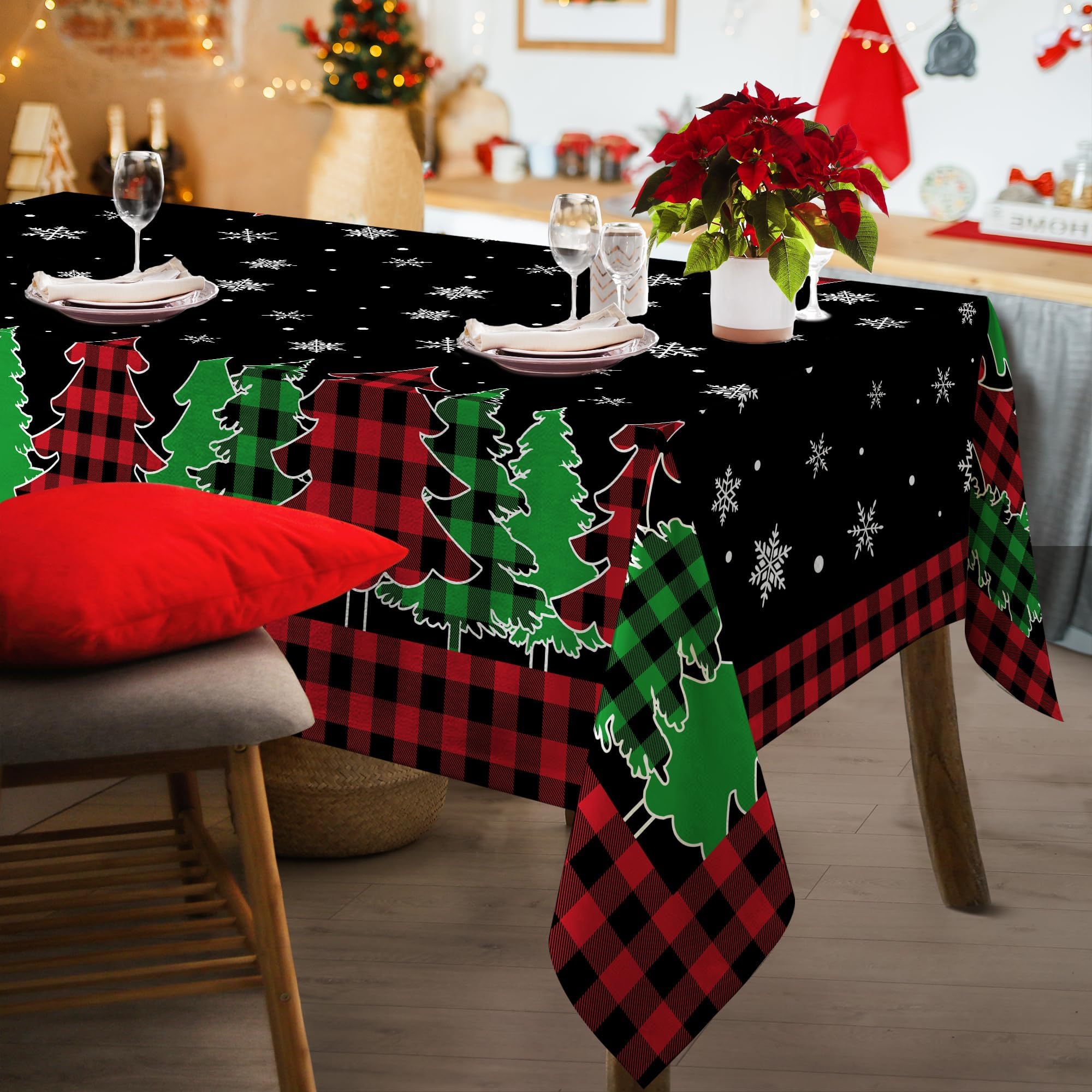 Mantel Pinata Navidad 60x84 con copos de nieve para ambiente invernal
