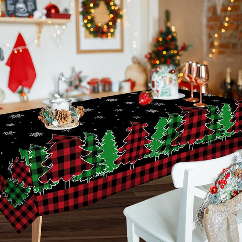 Mantel Pinata Navidad 60x84 con cuadros bufalo negros para cena elegante