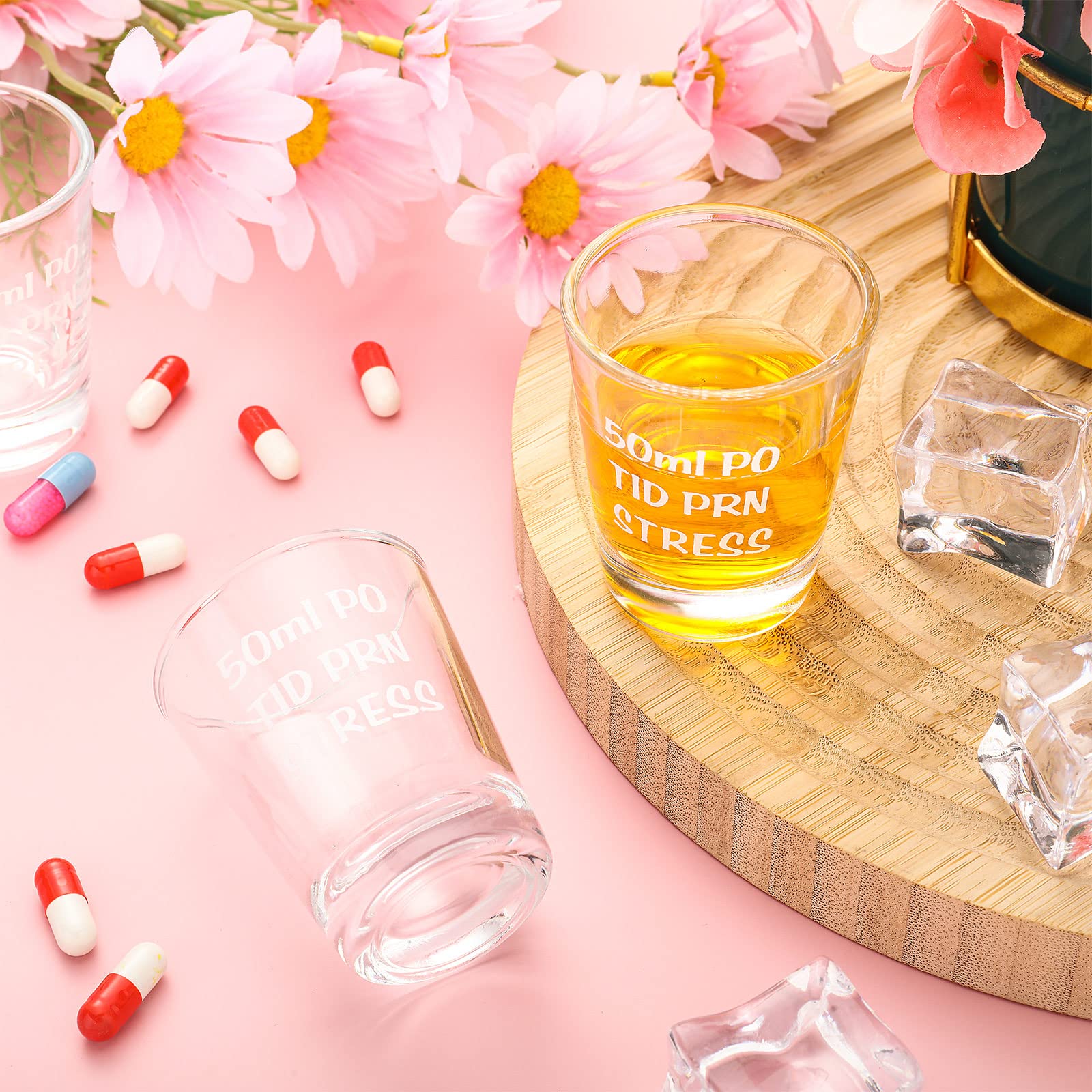 Vaso de cristal grueso Pinkunn, duradero y apto para lavavajillas.