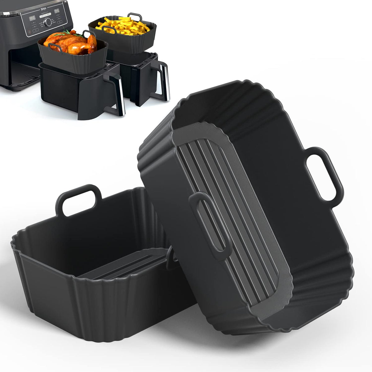 PINTAUR liner silicona para freidora de aire, compatible con Ninja y reutilizable.