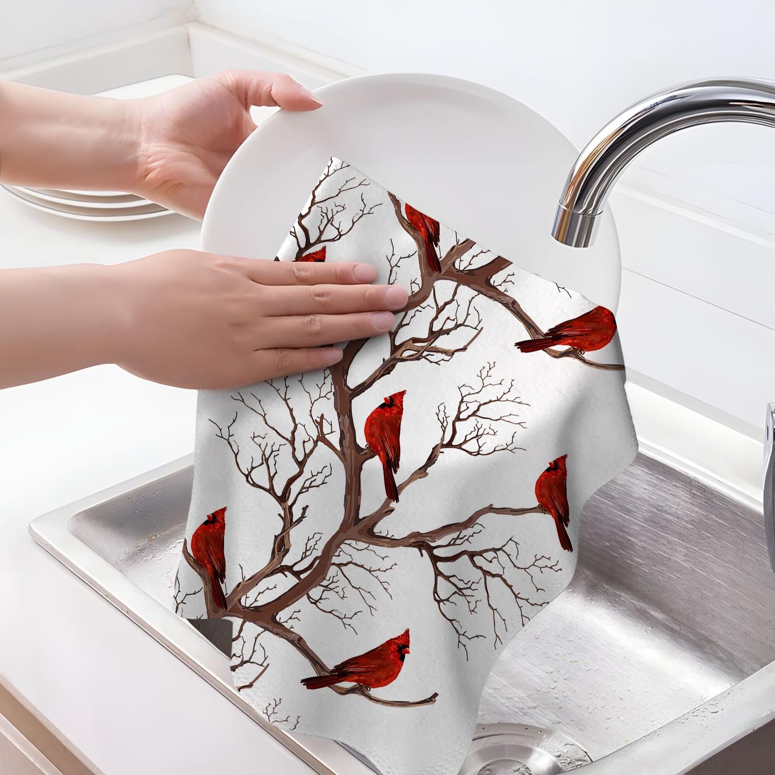 Toallas Pintukee Cardinal, absorbentes para secar ollas y utensilios de cocina.