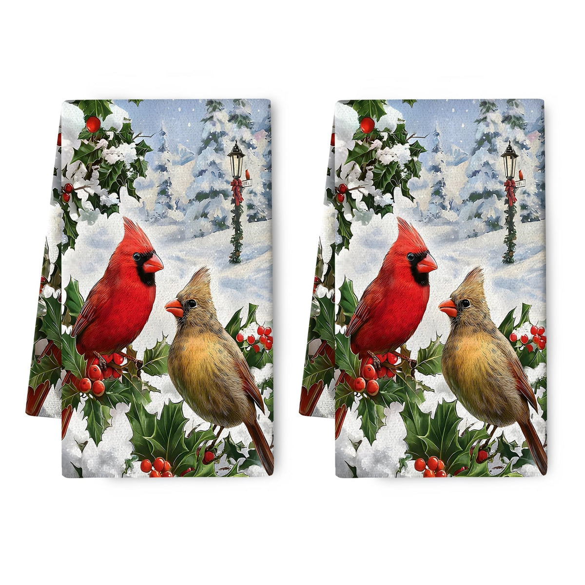 Toallas Pintukee con detalle de cardenal, ideal para secar platos con absorción.