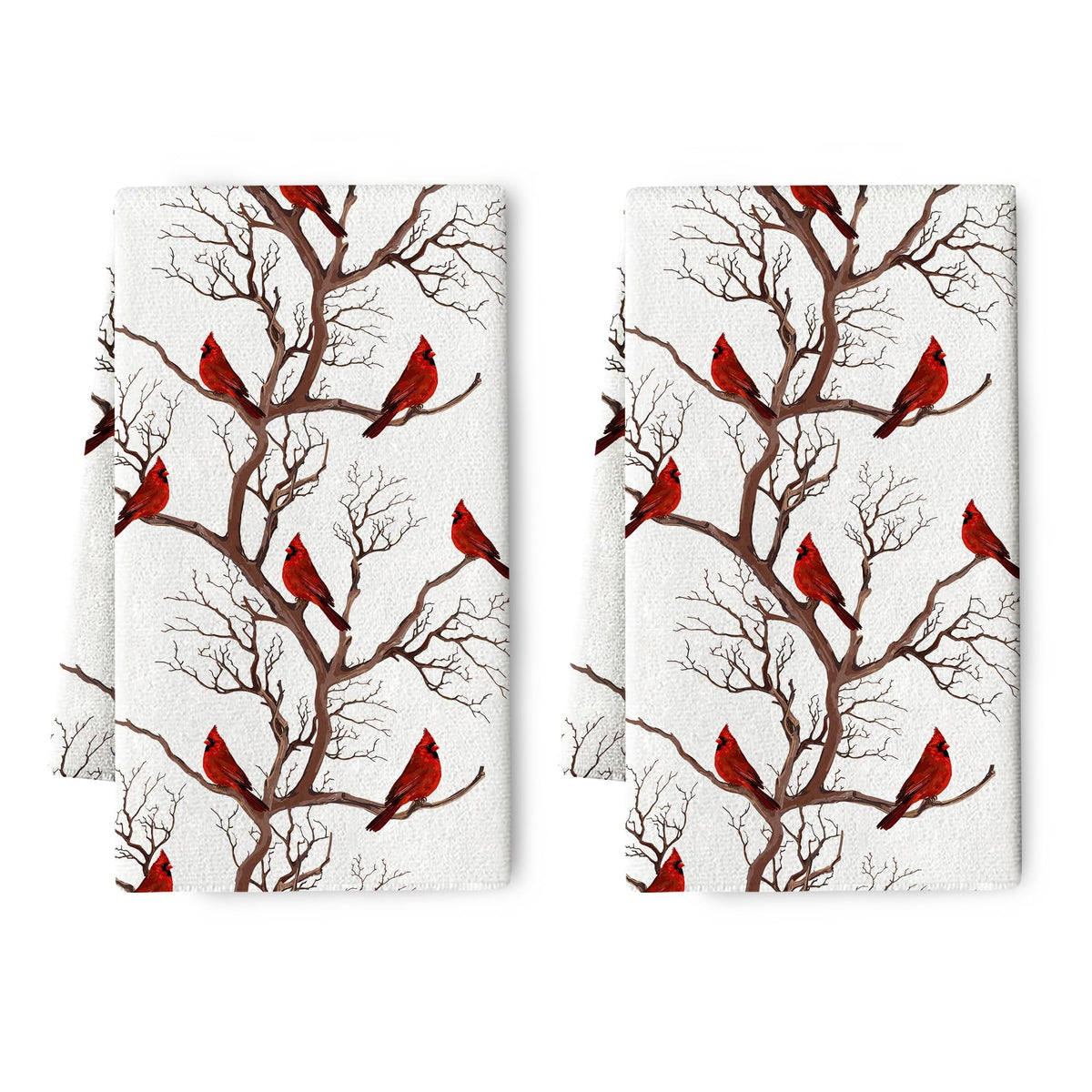 Toallas Pintukee Cardinal Invierno, juego de 2, absorbentes para secar platos.