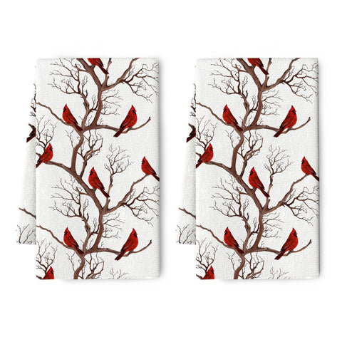 Toallas Pintukee Cardinal Invierno, juego de 2, absorbentes para secar platos.