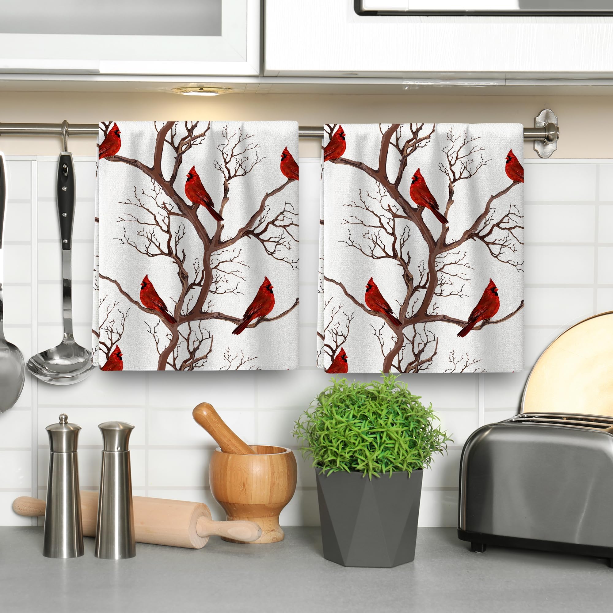 Toallas de uso versátil Pintukee Cardinal para cocina, baño o bar.