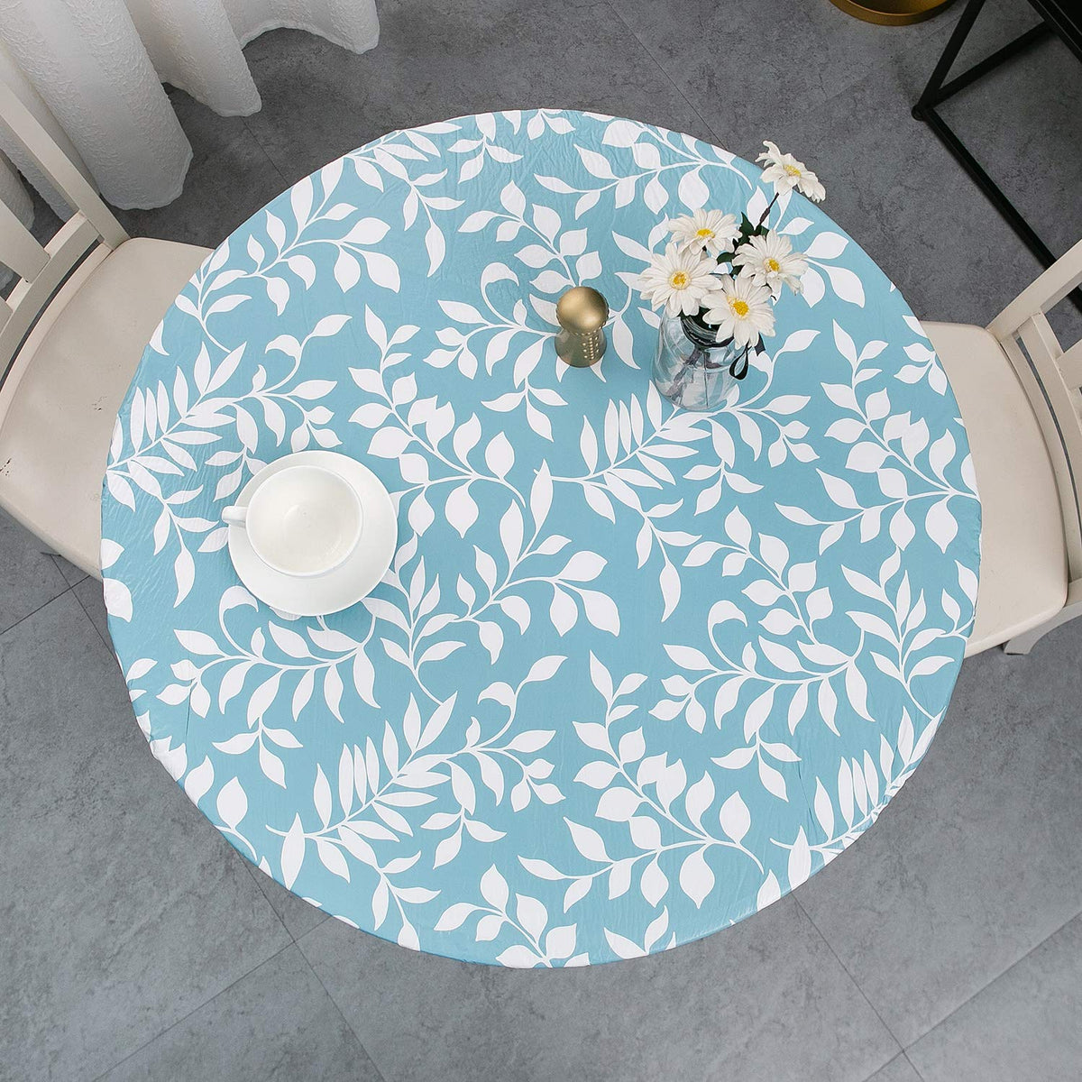 Pioggia mantel redondo vinilo con franela en respaldo para protección duradera