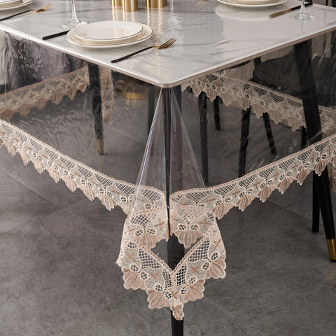 Pioggia mantel vinilo transparente con claridad cristalina para la mesa