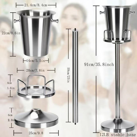 Pioplex acero inoxidable cubo hielo, duradero y apto para eventos.
