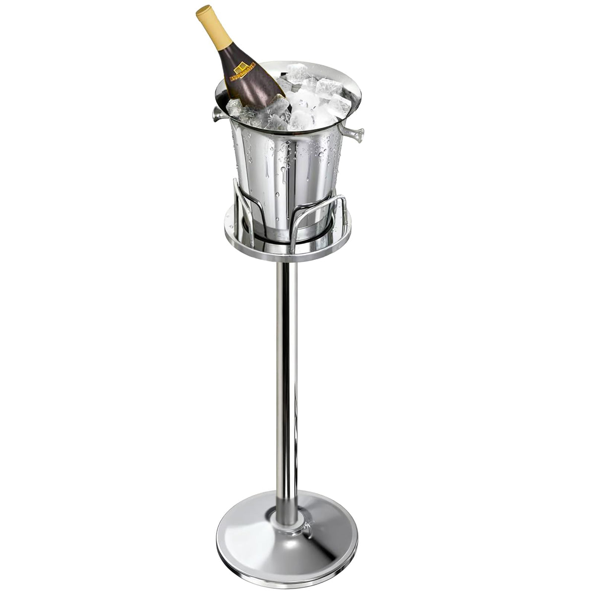 Pioplex cubo hielo dorado con soporte mantiene bebidas frías para reuniones.