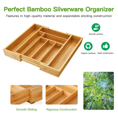 Pipishell almacenamiento para cubiertos en cocina de bambú, diseño elegante y práctico.