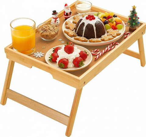 Pipishell bandeja de cama de bambu para desayuno cómodo y estable.