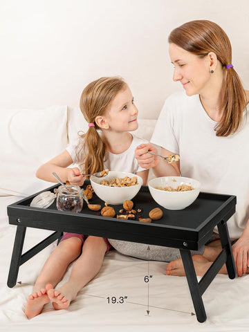 Pipishell bandeja plegable cama bambu negro, diseño práctico para dibujar