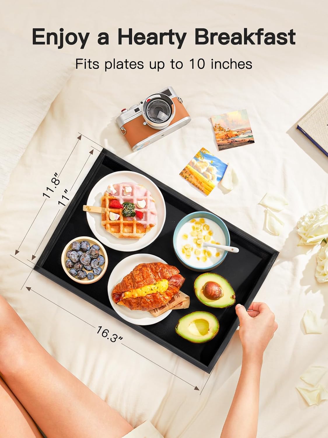 Bandeja Pipishell cama bambu negro, ideal para ordenador portátil