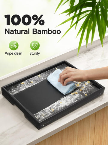 Pipishell bandeja trabajo cama bambu negro, soporte estable para escribir