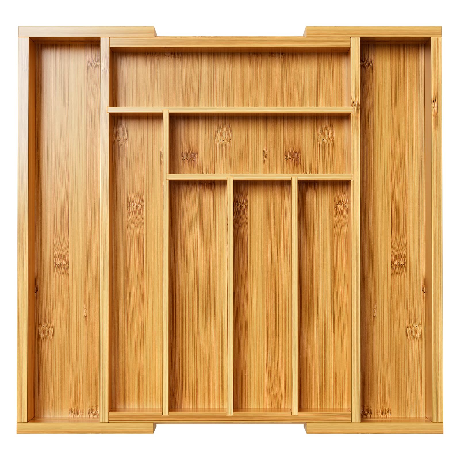 Pipishell organizador de cajón de bambú extensible para cubiertos, ahorro de espacio.
