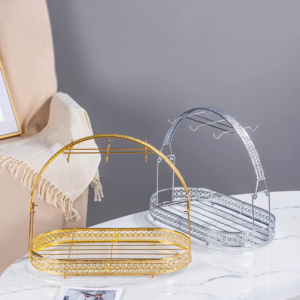Organizador de platos Piscepio en dorado para encimera y alacena.