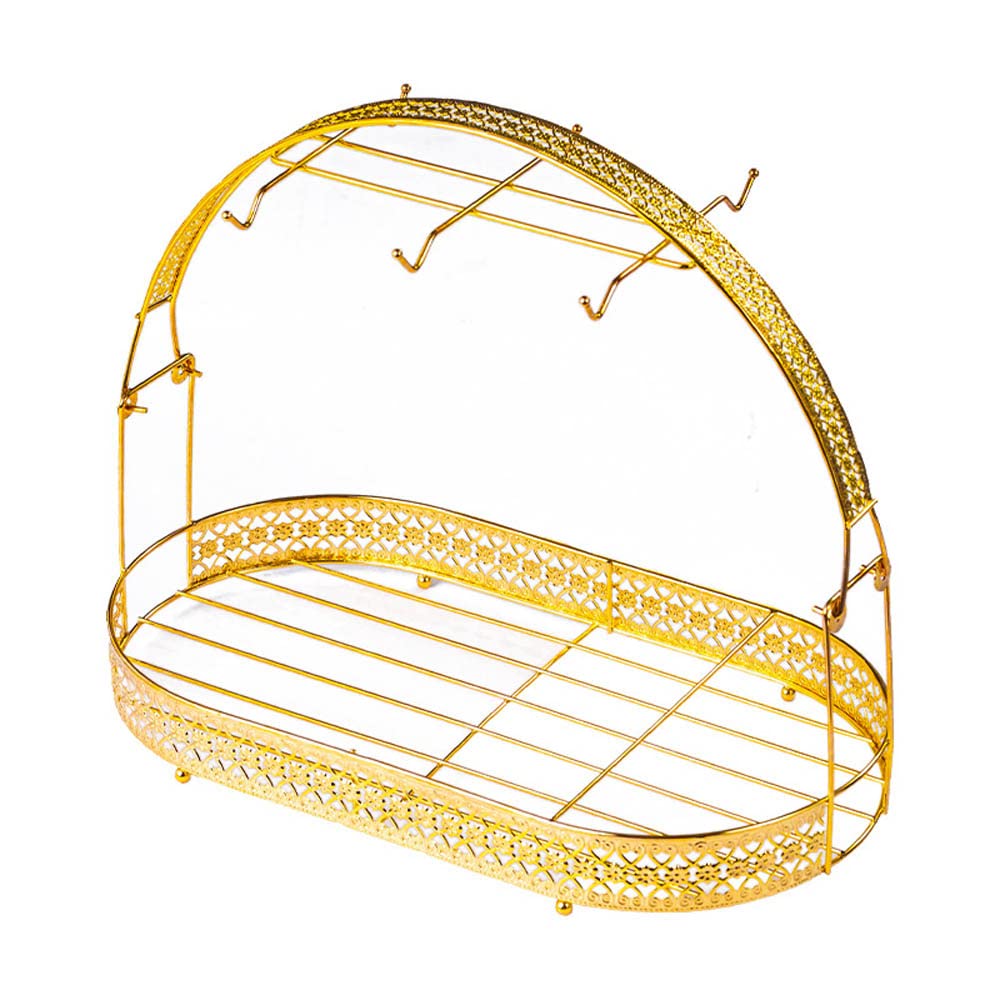 Soporte de tazas Piscepio en hierro forjado dorado para organizar tazas.