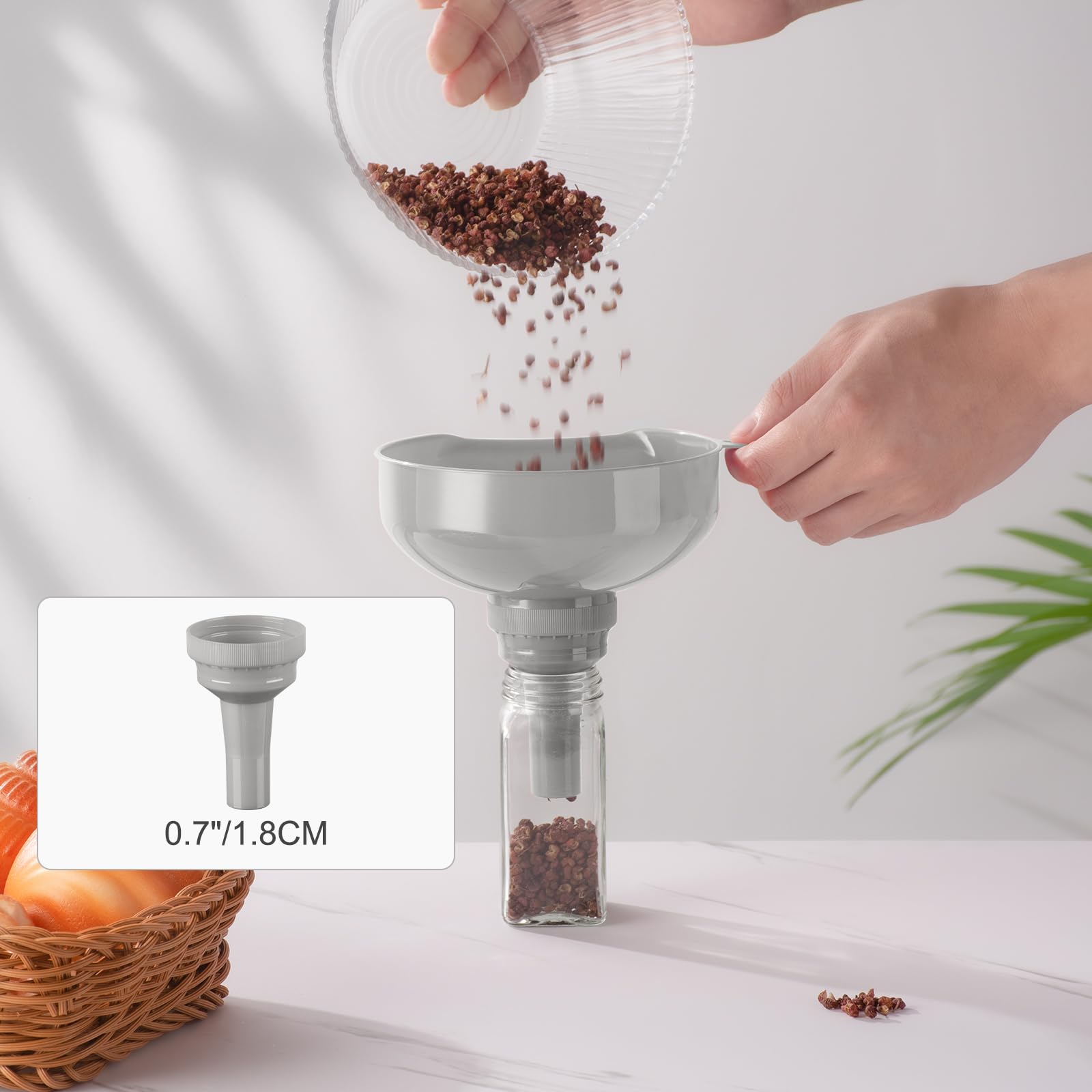 Embudo Pisol para café y granos, dosifica sin salpicar.