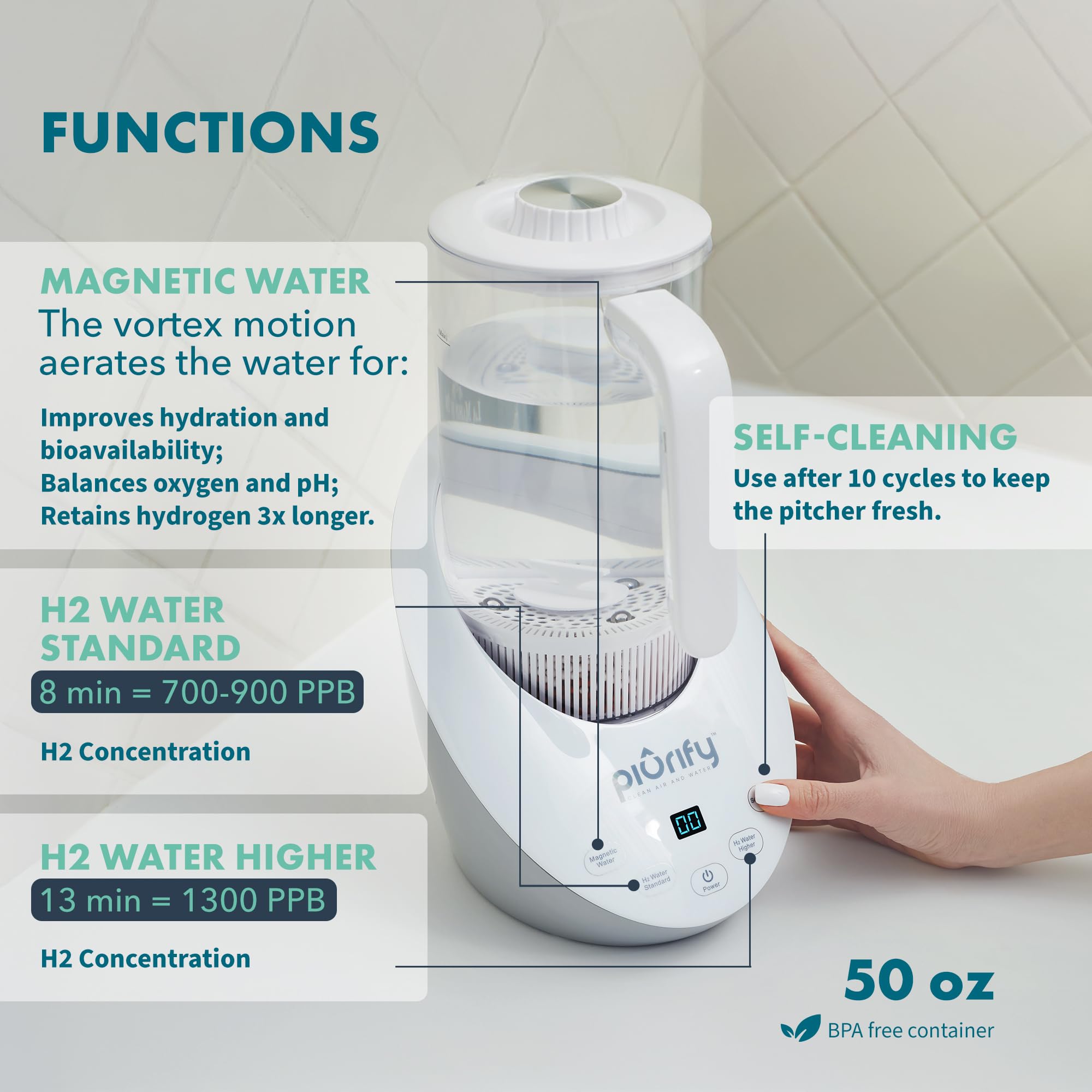 Piurify etapa magnética previa para aerar el agua y mejorar su sensación.