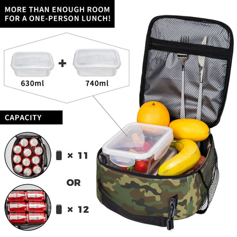 PIUTH bolsa camuflaje verde con compartimento para bebidas.