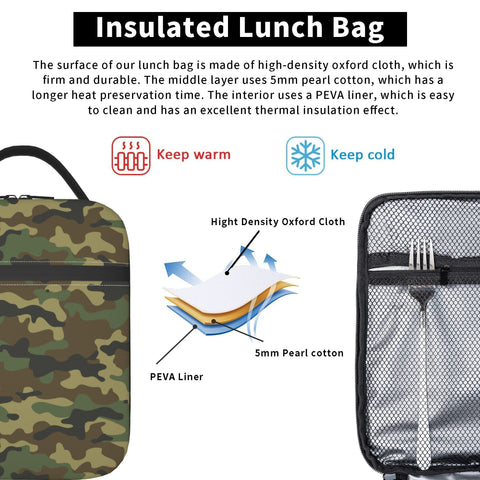 PIUTH bolsa de almuerzo camuflaje verde con correa desmontable.