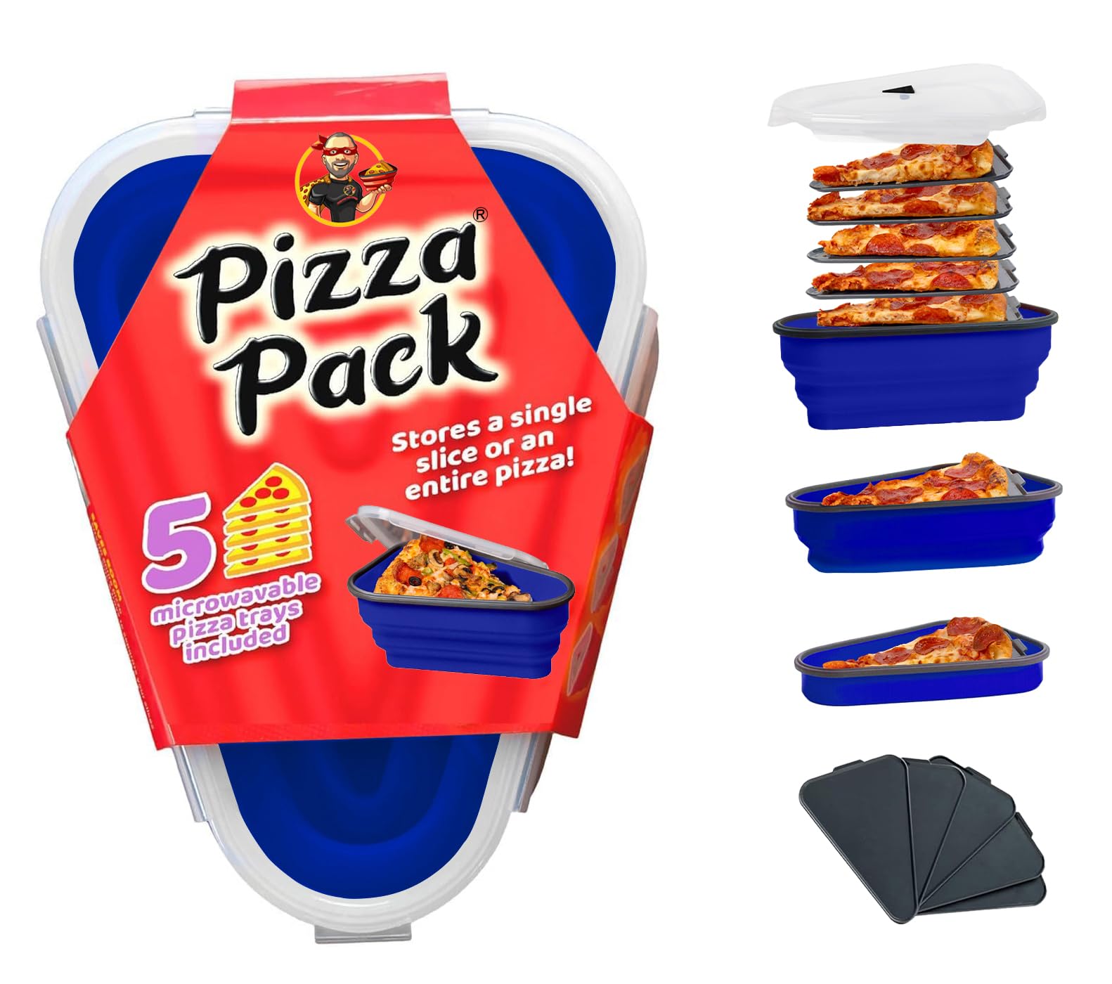 PIZZA PACK: Contenedor pizza compacto para almacenar sobras sin ocupar espacio.