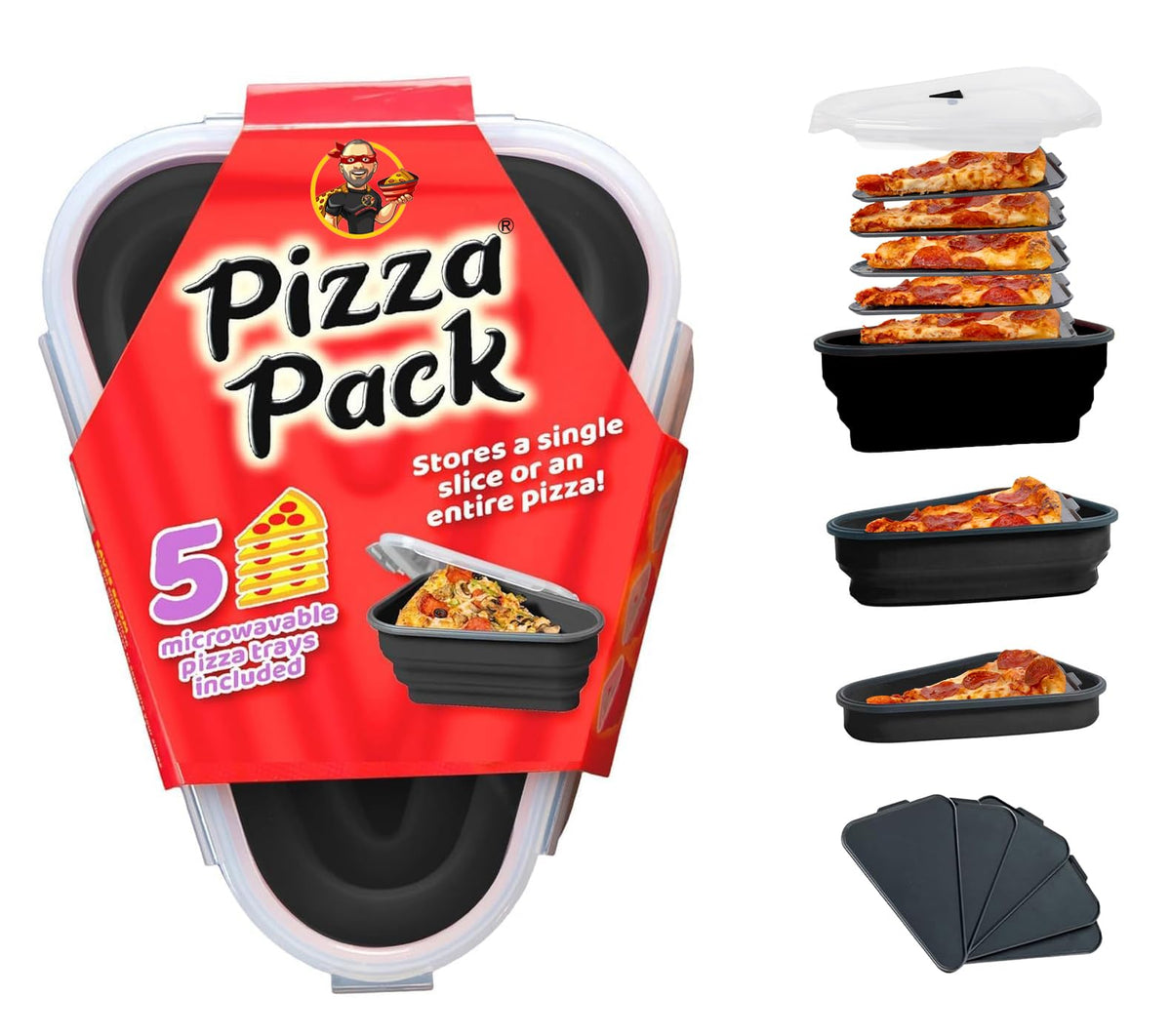 PIZZA PACK: porciones expandibles para ajustar la cantidad de rebanadas.