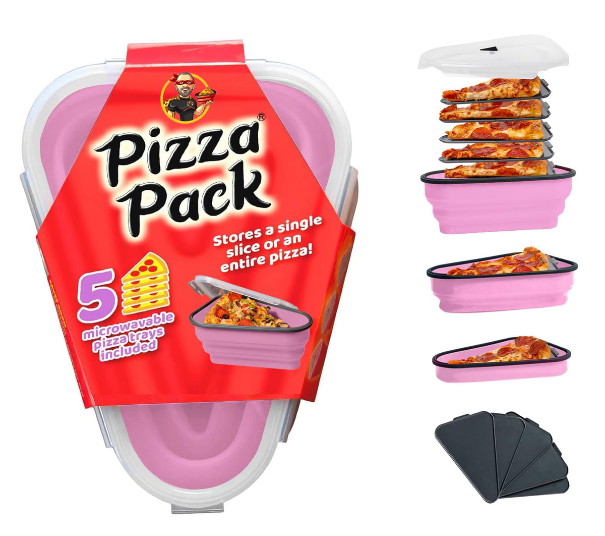 PIZZA PACK contenedor pizza reutilizable para guardar porciones con sello hermético
