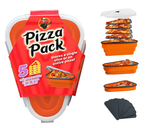 PIZZA PACK contenedor porciones ajustable para sobras, mantiene orden y frescura.