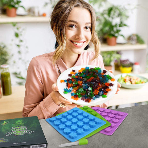 PJ Bold gomitas con forma de hoja de marihuana, dulces caseros listos para disfrutar