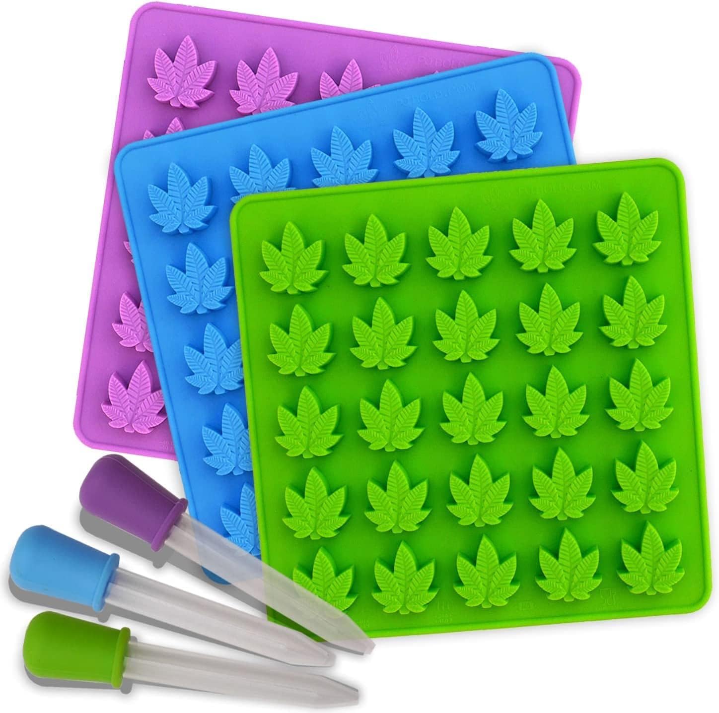 PJ Bold moldes de silicona para hoja de marihuana, ideal para gomitas caseras coloridas