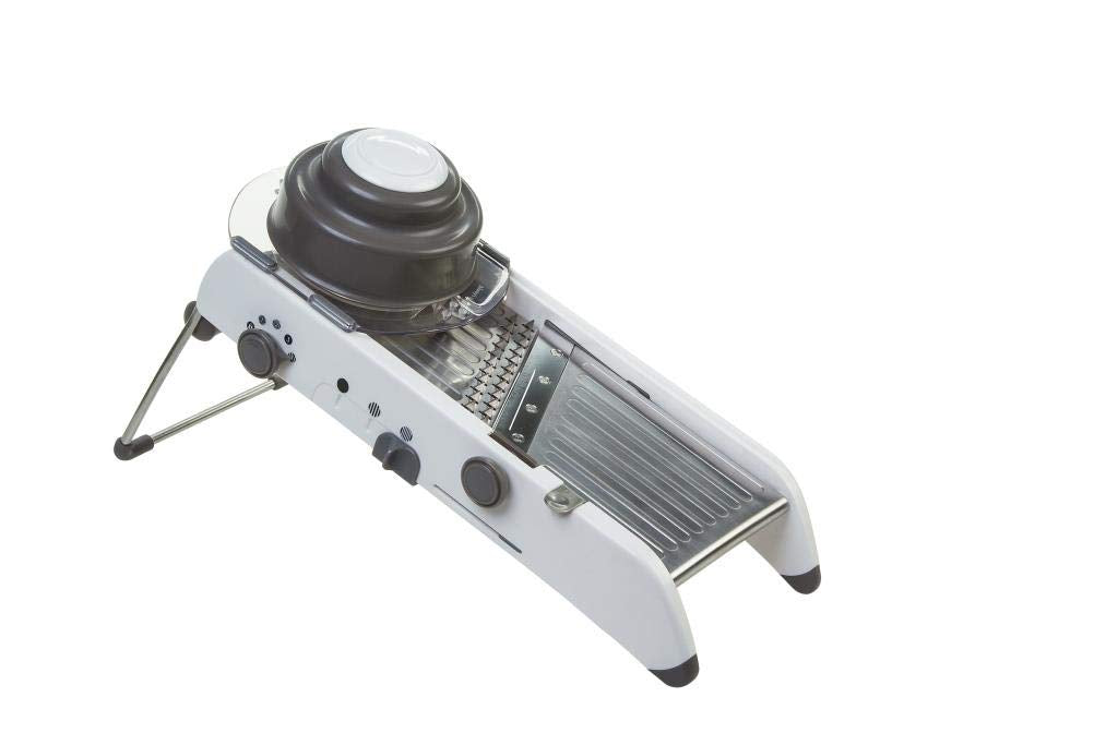 PL8 Mandolina profesional con bandeja amplia para rebanar de forma estable.