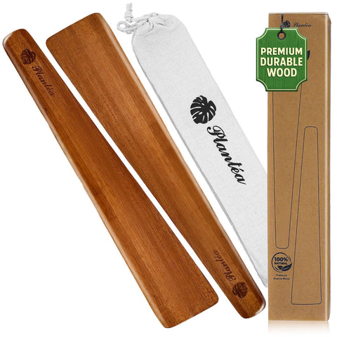 PLANTÉA espátula plana de madera acacia 12 pulgadas, ideal para voltear huevos con precisión