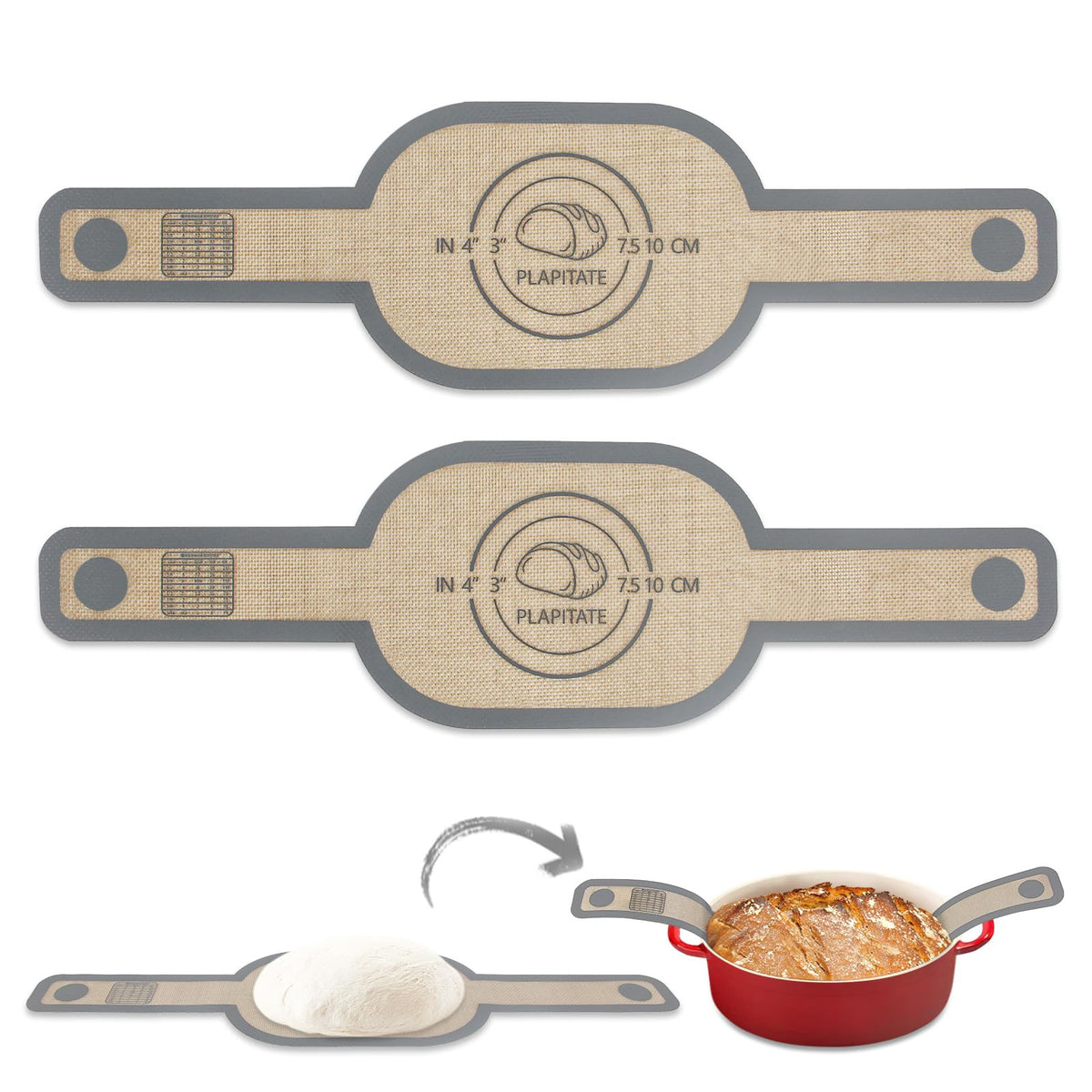 PLAPITATE asa de silicona antiadherente para manipular pan sin pegar